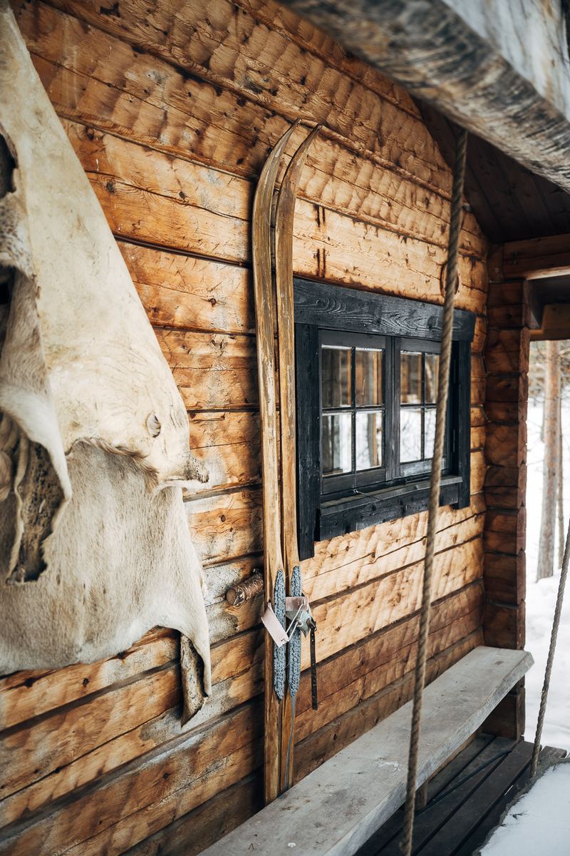 The outside wall of Halde with a hide hung beside the window