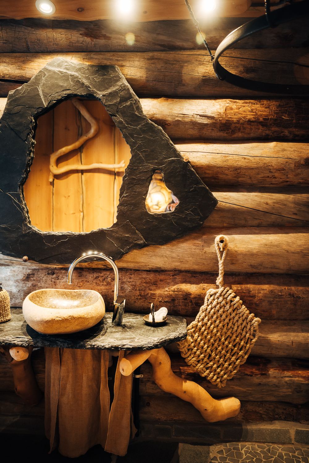 A basin carved from a single block of wood
