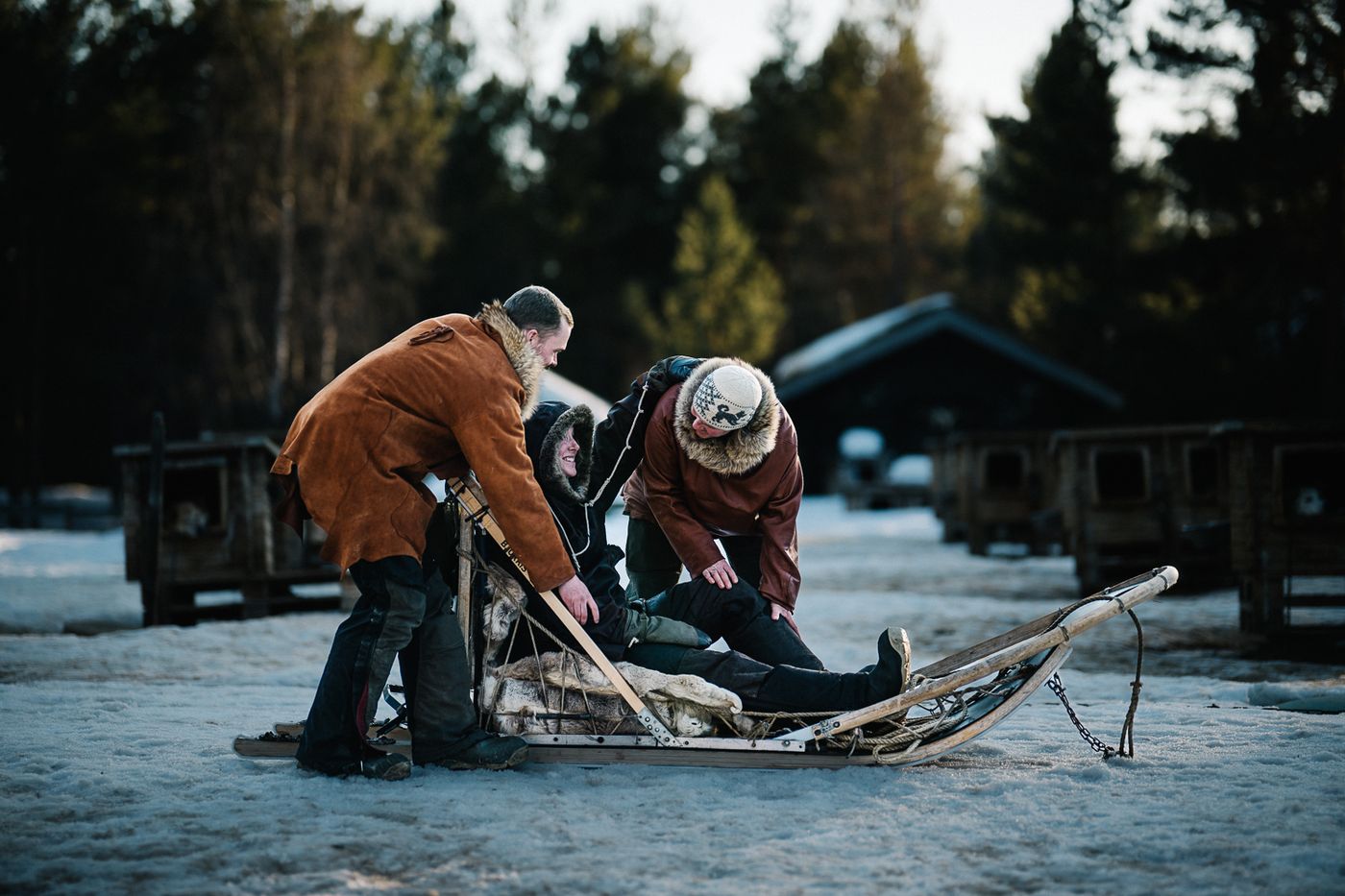 A dog team on the Finnmark plateau