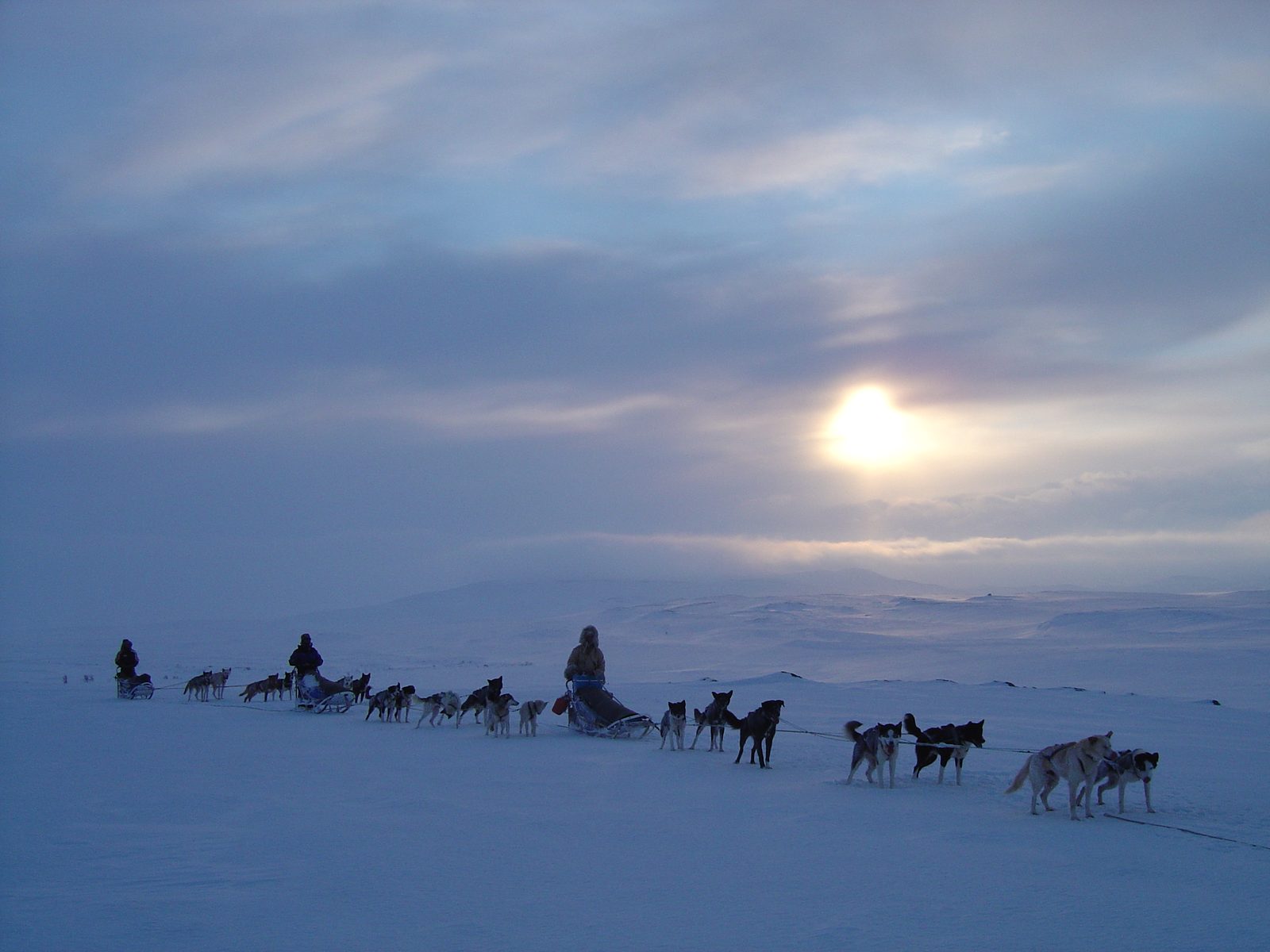 Dusk on the way north