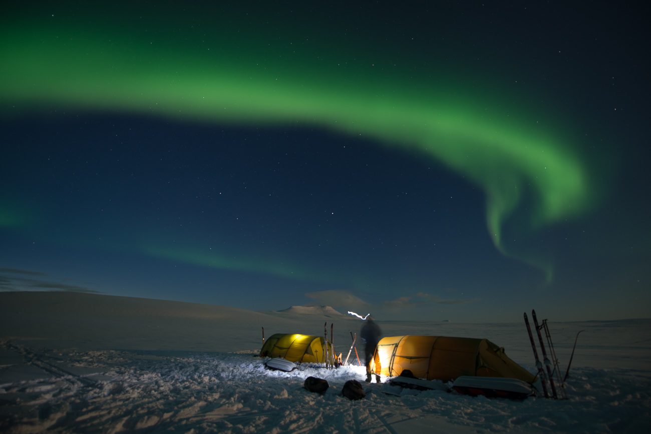 The lights above the tents