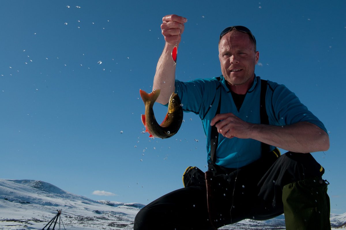 Ice fishing on the lake