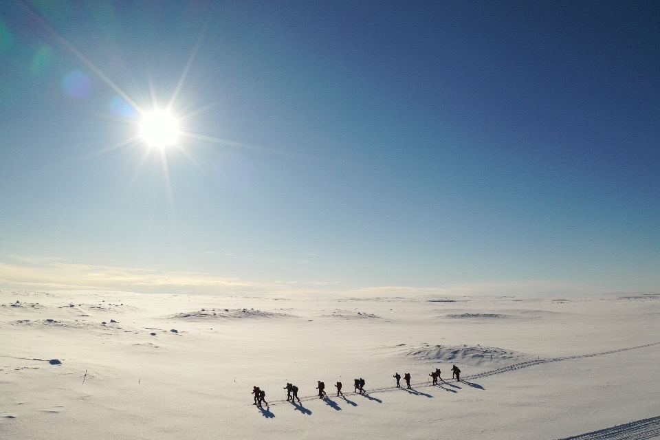 Skiing light — the dogs carry the rest